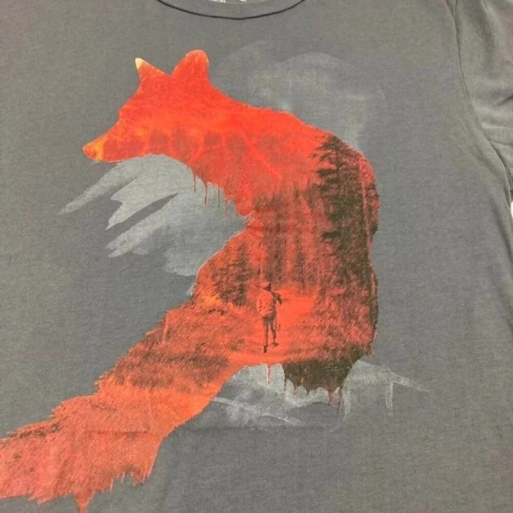 Girls Threadless Red Fox Tee Shirt Gray‎ Red XXL Girly